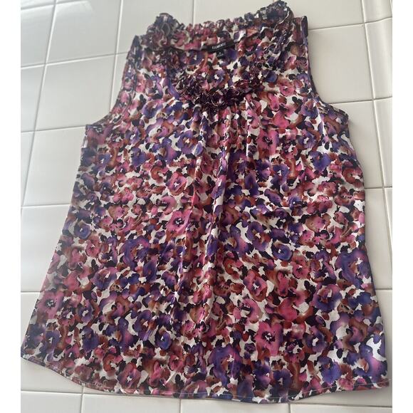 Elementz Women’s Multicolor Sleeveless Ruffle Round Neck Pullover Size Medium - Picture 1 of 3